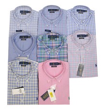 RALPH LAUREN MEN S M L XL XXL CLASSIC FIT COTTON CHECK PLAID POPLIN POLO SHIRTS