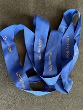 1 Yard of 1/2" Designer Louis Vuitton Blue Gift Ribbon w/Gold Logo Authentic