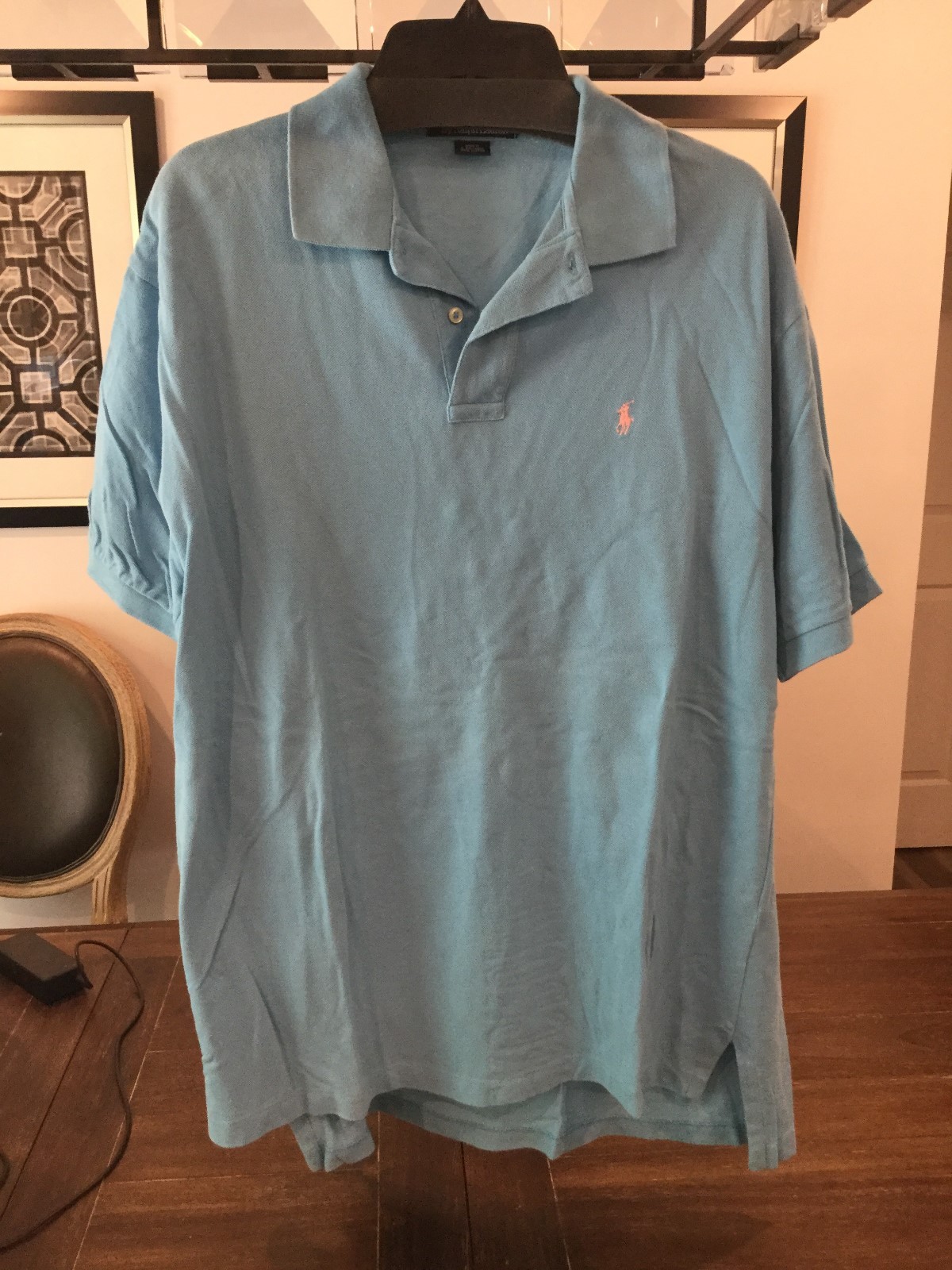 Ralph Lauren Mens Aqua polo shirt sz L eBay