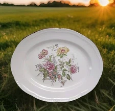 Cunningham&Pickett  Homer Laughlin Floral 22KtGold Greenbriar Serving Platter 