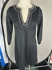 MATERNAL AMERICA Formal Dress Black 3/4 Sleeve Bead Embellished Neckline Size XS