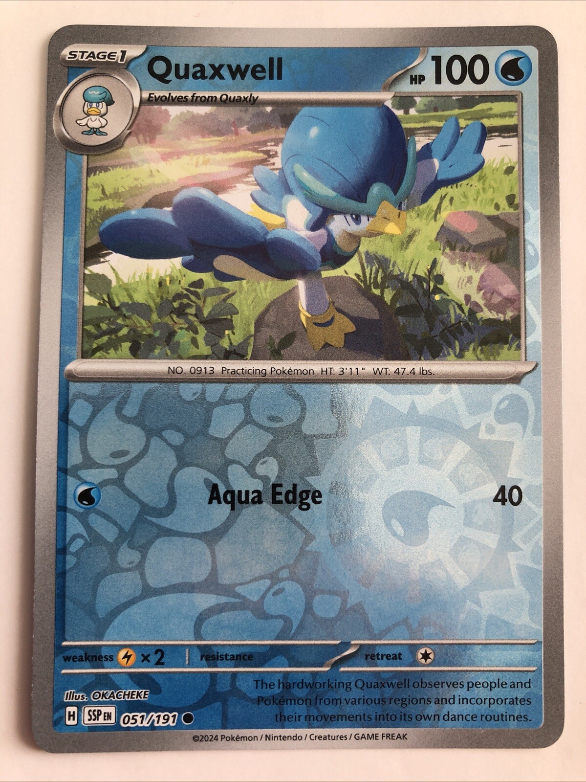 Pokémon TCG Surging Sparks Quaxwell Reverse Holofoil 051/191 NM