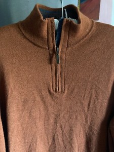 Club Room 52% Merino Mock Neck 1/4 Zip Rust Pullover  44" and ABTUC