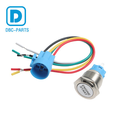 New Engine Start Button Push Switch Ignition + Harness Red LED Voltage 12V
