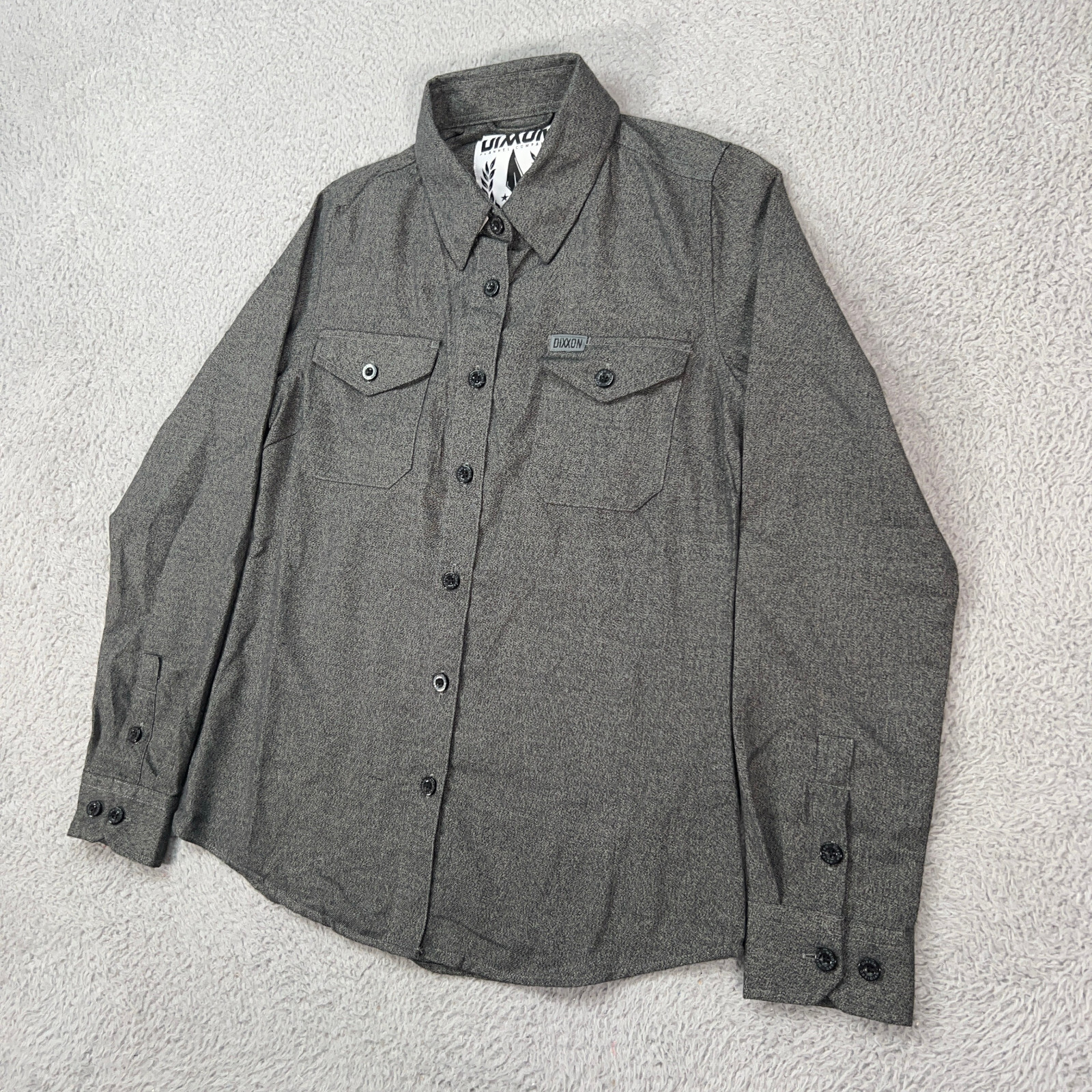 Dixxon Shirt Womens Small Gray Solid Button Up Ob… - image 1