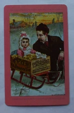  1 Single Vintage Swap Playing Card Father Daughter Soap Box Sled Hatch Lith Co 