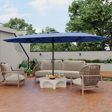 Double-Side Rectangular Pool Umbrella, 15 ft Large Patio Umbrella with Base ,...