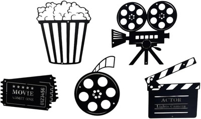 5Pcs Metal Movie Poster Wall Decor, Vintage Home Theater Black 