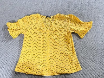 Women Yellow  CHOCHET TOP COTTON SIZE 3 VERY PRETTY Size M