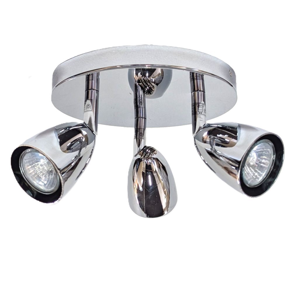 Litecraft Polished Chrome Spotlight Plate Adjustable Ceiling 3 Light Clearance