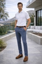 Peter Millar Crown Crafted Pants Mens 35x30 Blue Tapered Stretch Zip Pocket