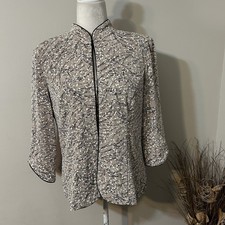 Alex Evenings Jacket  Tank Top 2pc Set Women Beige Black Sparkle Floral Sz L