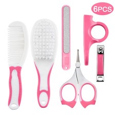 Baby Care 6-Piece Nail Clipper Set Comb Brush Grooming Kit YE-TH4 Pink