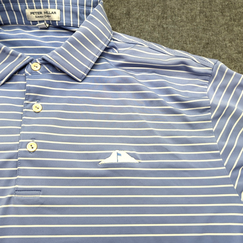 Camisa Peter Millar Para Hombre Grande Azul Rayas Elastizada Wade Hampton Verano Comodidad - Imagen 4 de 14