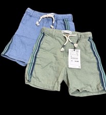 Zara Boy's Green  Blue racing stripe shorts lot/set size 6 New with Tags
