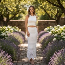 Light Cream Crochet Maxi Skirt