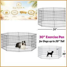 Exercise Pen 30 Inch 8 Panel Metal Wire Pet Playpen 16 Sq Ft Indoor Outdoor