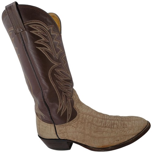 Nocona Cape Buffalo Cowboy Boots Mens 10D Brown Tan Exotic Leather Western CBC