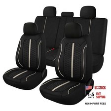 Breathable Premium Car Seat Covers - 3D Air-Mesh - Full Set - Black/Beige