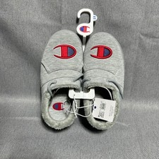 Champion University 25 Slippers Mens Size 6 Gray Faux Fur Lined Mules CA03841026