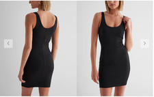 Express Body Contour Black Sleeveless Bodycon Dress Scoop Neck Size L
