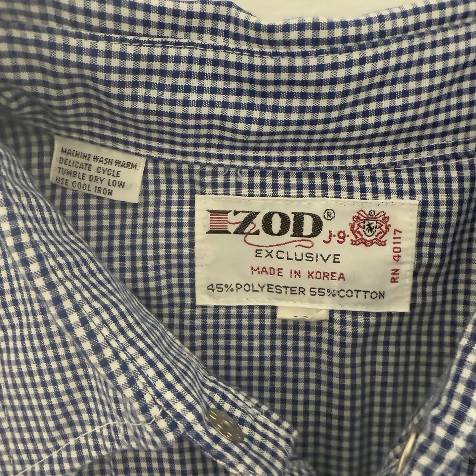 Camisa Western De Colección IZOD PEARL BROCHE DE PRESIÓN Botón Manga Larga Para Hombre Talla Mediana 18 Azul Foto 4 de 4
