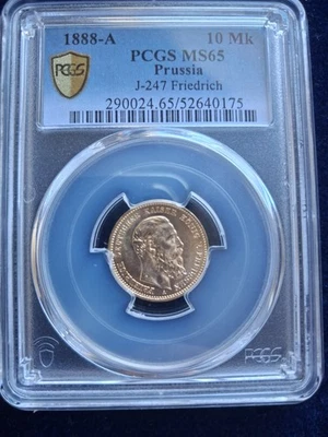 10 Mark Kaiser Friedrich III. v. Preussen 1888A. Stempelglanz. PCGS MS65! - Bild 1 von 4