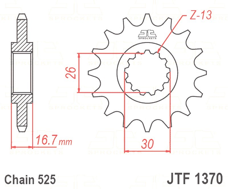 JT Front Sprocket 15/525 W :16.7 mm Standard Fits Honda CB 650 FA 2014-2025