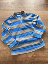 Hanna Andersson Fleece 1/4 Zip Sweater Blue Gray Stripe Boys size 5