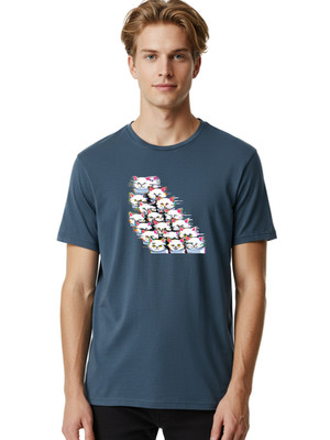 Glitch-Cats Mens Graphic Tee, 100% Cotton, Casual Summer Wear