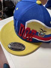 Premium Ecuador SnapBack Baseball Cap Blue With Flag And Yellow Bill