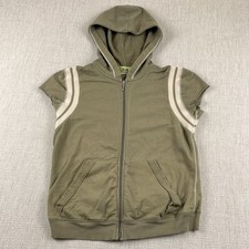 Y2K Juicy Couture Fill Zip Hoodie Womens Large L Green Made In USA Cap Sleeve