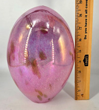UOVO VETRO ARTISTICO GRANDE soffiato a mano oro rosa iridescente PASQUA PRIMAVERA DECORAZIONE CASA