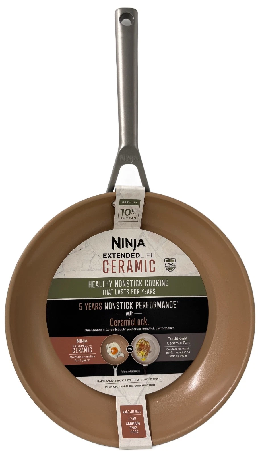 **Ninja Extended Life Ceramic 10.25" Non-Stick Frying Pan—Dark Gray