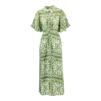 Monsoon Emilia Print Midi Shirt Damen Kleid grün UVP £80,00 UK-Größe 16
