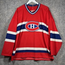 Vintage CCM Montreal Canadians NHL Hockey Jersey Mens Size XL 26x30 Red/Blue