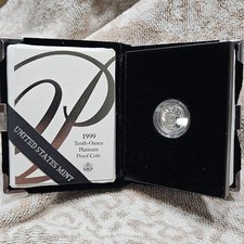 1999-W $10 Platinum 1/10 oz American Eagle Proof Coin With COA & OGP 4000.00 per troy oz