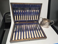 Antique Silver Plated Knife, Fork & dish flatware Set Of 24