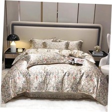 Beige Floral Duvet Cover King Size Set, 3 Pieces King 104" x 90" Flower Beige