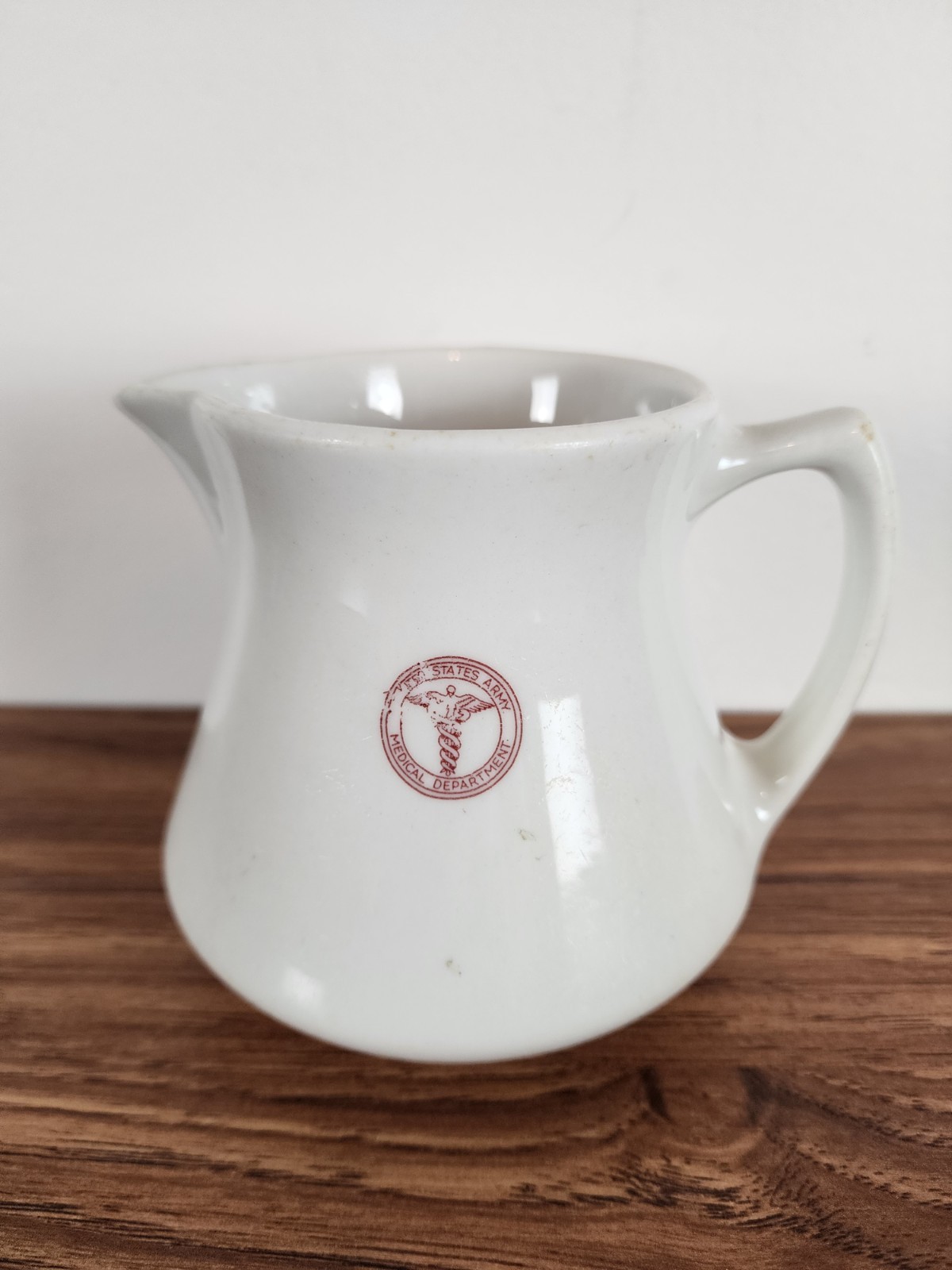 Vintage UNITED STATES ARMY MEDICAL Shenango China Ceramic Pitcher White