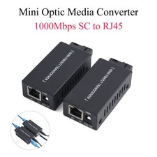 1Pair Fiber Media Converter Gigabit 100/1000Mbps SC to RJ45 Port Up to 20KM