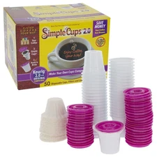 Simple Cups Disposable 50 Cups, Lids, and Filters, Compatible with Keurig Bre...