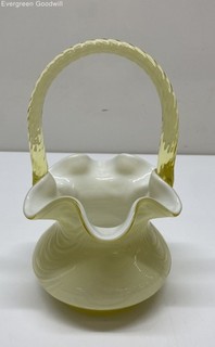 Vintage Fenton Art Glass "Candleglow" Feather Basket