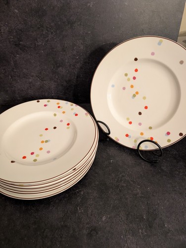 Set of 7 Kate Spade New York Lenox Market Street Confetti 9 1/2" Plates Rare EUC