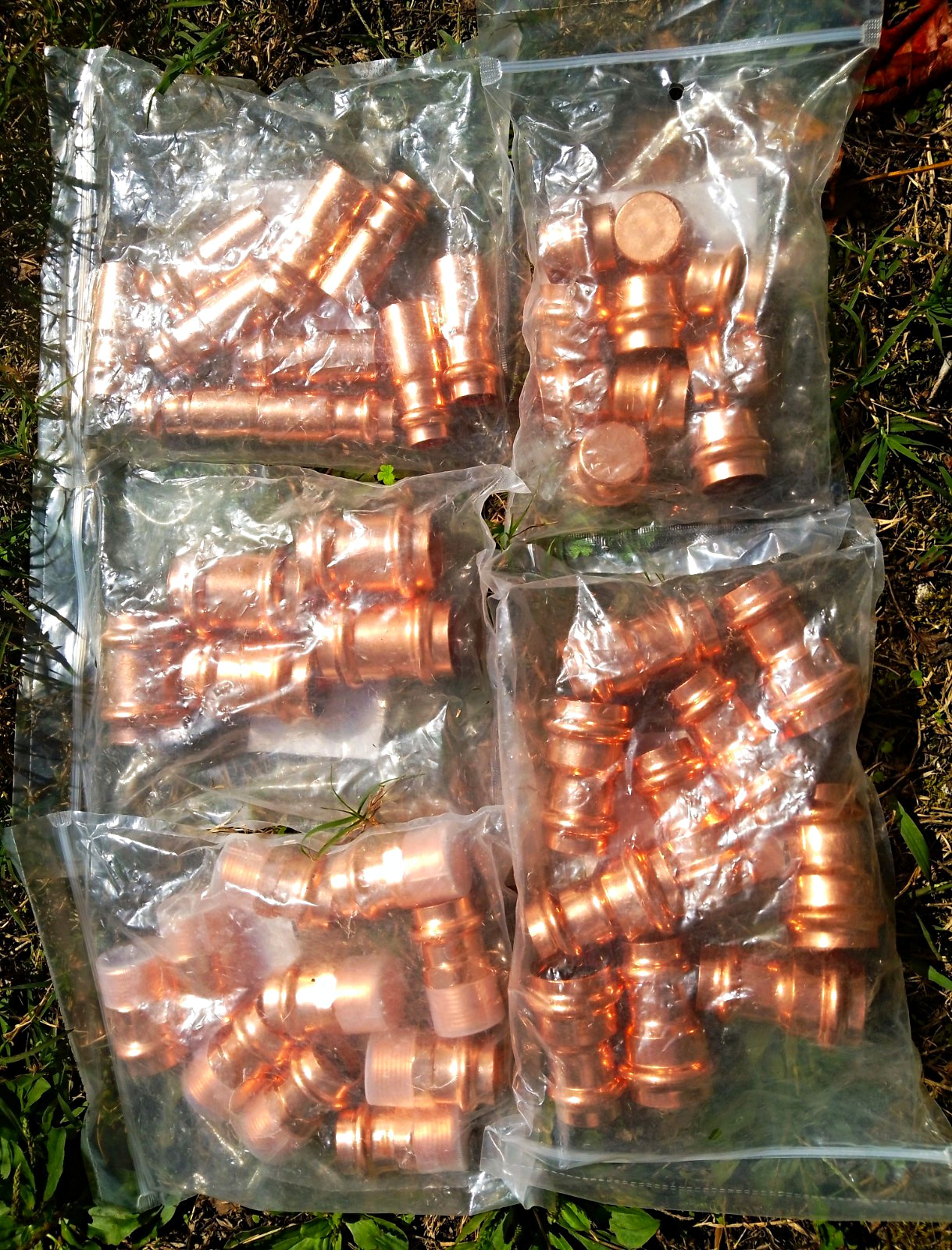  Lot of 45 Copper Press Fittings 1 & 3/4 Couplings Caps Adapters Bushing