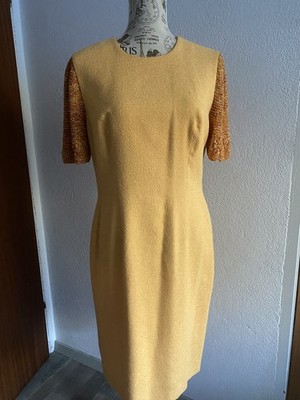Vintage ESCADA Margaretha Ley Wool Dress Size 40 Made in Italy Yellow