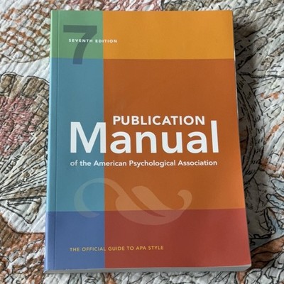 Publication Manual of the American Psychological Association 7th Edition Paperba