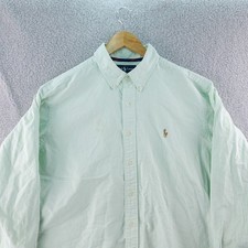 Vintage Ralph Lauren Classic Fit Striped Button Down Shirt Men's XL Green Polo