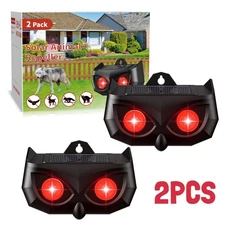 2PCS Solar Ultrasonic Animal Repellent Dog Cat Skunk Deer Raccoon For Garden