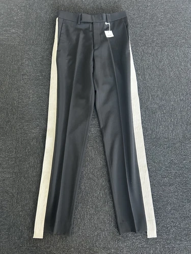 Pantalone Dior lana righe laterali nero uomo taglia 28W (44 EU) NUOVO